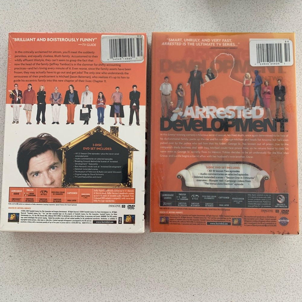 Arrested Development Seasons 1 & 2 Boxed DVD sets - NEW never opened